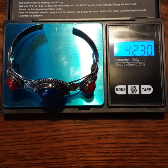 .925 Genuine Lapis Lazuli CUFF BRACELET - Picture 5 of 5